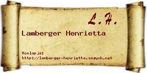 Lamberger Henrietta névjegykártya